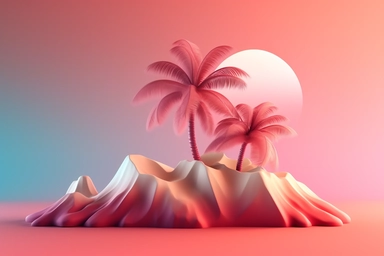 3d abstract summer nature beach object clipart with Gradient Color Overlay Background, minimal, soft color, artistic, high resolution, 8K,