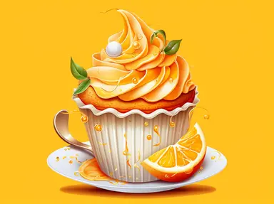 Orange color high tea cupcake clipart
