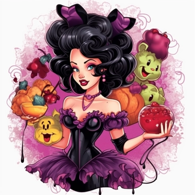 , What if snow white was the evil queen , Purple and green, Halloween , Poison apple , Clipart, vector
