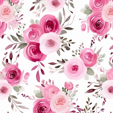 Boho rose seamless pattern for fabric, WHITE background, pink floral digital paper, Pink wedding clipart with rose bouquets