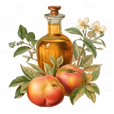 vintage apple cider vinegar clipart, png, white background, detailed, high quality