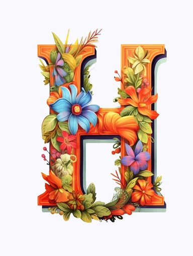 The capital letter H:in the Artistic style, clipart for nursery, vibrant colors,Vector, white background,Solid Background, Sharpness and clarity,masterpiece, trending on Artstation and Dribbble.