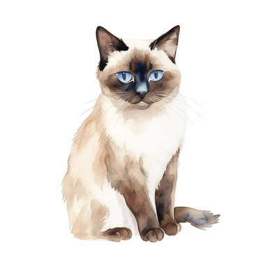 Siamese cat cute watercolor clip art