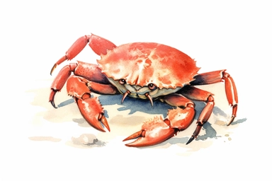 Clip art of small crab, simple, White margins around the image, drawn by Helen Beatrix Potter, easy to crop image, white background