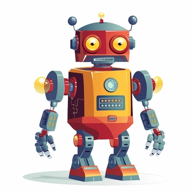 cute bright colorful cartoon robot, in the style of george ault, clipart, white background