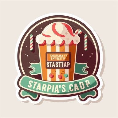 vector sticker design, Christmas Candy Shop clipart, white background, flat colors