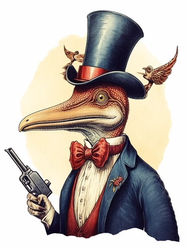 vintage illustration pteradactyl with guns clipart