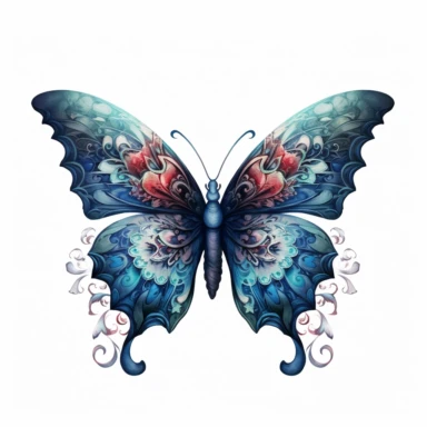 sappy butterfly design screenshot thumbnail, in the style of dan mumford, realistic forms, patricia piccinini, colorful animations, christian schloe, tattoo-inspired, characterized animals, watercolor clipart, white background