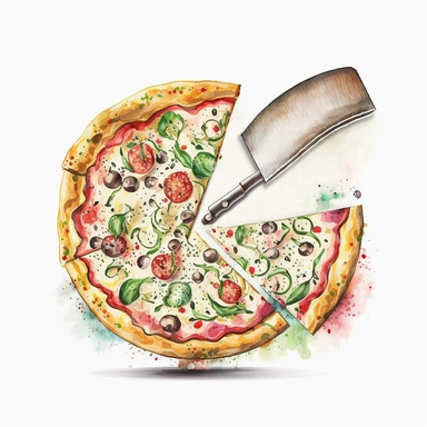 Pizza Cutter, clipart, watercolor,White background