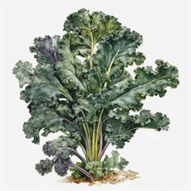 kale plant, watercolor clipart, minimal, bright colors, isolated white background, 8k, UHD, HDR, DTM,