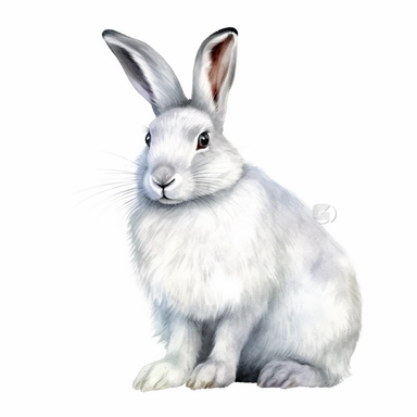 water color Arctic Hare Clipart, isolated on white background