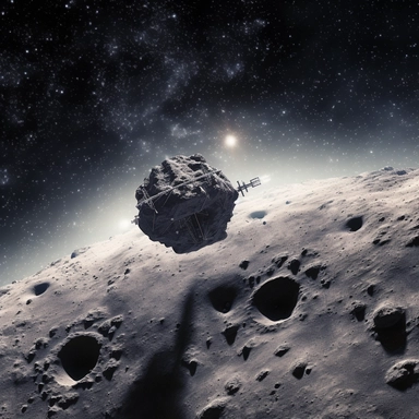 Clipart, A space drone exploring the surface of a comet, hyperrealistic, hyper high definition