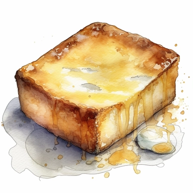 Gooey butter cake sharp illustration clipart, watercolor art, insane detail, white background