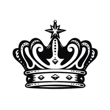 A Crown: A majestic crown represents the appreciation and respect you have for the beloved. It represents the royal place that person holds in your heart. the crown symbolizes power and masculinity, simple graphic, clipart, black and white