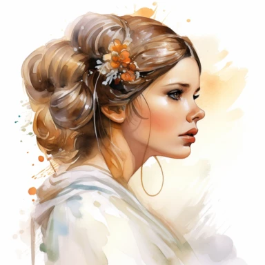 A whimsical, classy, creative profile drawing of Princess Leia, Watercolor Clipart,comic, strybk, full Illustration, 4k, sharp focus, watercolor, smooth soft skin, symmetrical, soft lighting, detailed face, concept art, muted colors, watercolor style, strybk, children's style fairy tales, chibi kawaii, . Octane rendering, 3d. Perfect face, detailed face, delicate face, perfect sharp lips, detailed eyes. Craig Davison, Aubrey Beardsley, Conrad Roset, Aikut Aidogdu, Agnes Cecil, watercolor style ,