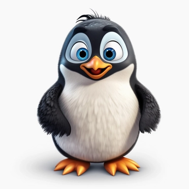 a single clipart image png graphic of a Realistic 3D cute friendly pixar style 3D animation Clipart Cute Hairy Penguin PNG Illustration