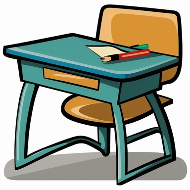clipart cartoon image of a school desk
