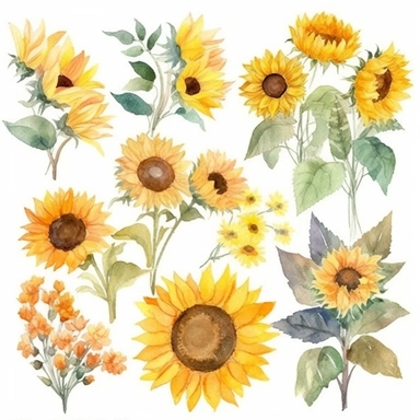 Watercolor Sunflowers Clipart - fall sunflower floral bouquets