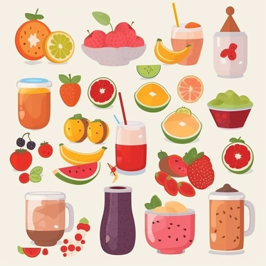 Food and drinks clipart, such as fruits, vegetables, coffee cups clipart,4K, 8K