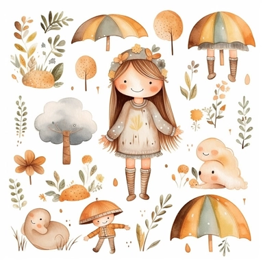 rainbows boho childish watercolor neutral colors sweet clipart collection with white background - - upbeta