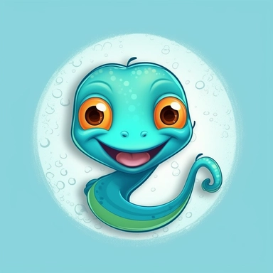 Baby EEL for children, in the sea, walt disney style, 4k, quality, detailed, clipart, clipart, sticker, cute, pastel colors, smile, only black outline, high contrast, cartoon style illustration, illustration for a children's book