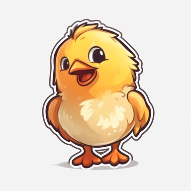 cute chicken, happy and smiling, bold line, clipart, sticker, white background, no shadow, 8k detail