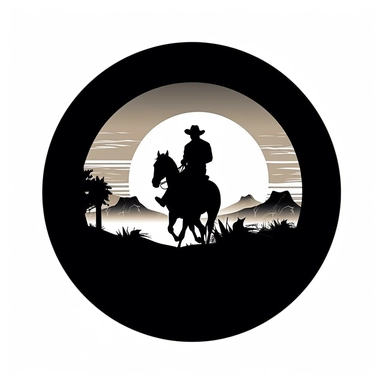western rodeo barrel race minimalist silhouette tattoo desing clipart