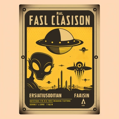 a 50's style simple illustration of an alien invasion, safety card, fallout style clipart, technical drawing, retro-futurism