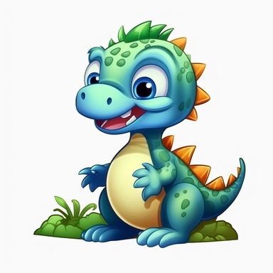 cute cartoon dinosaur clipart, white background