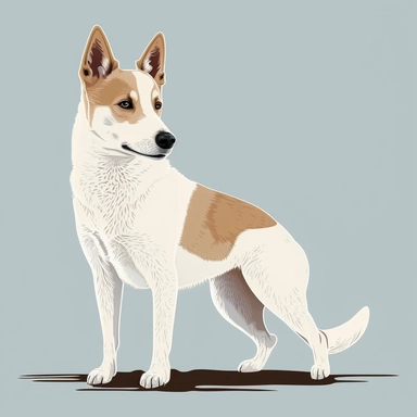 a clipart for a Canaan Dog with full white colors, simple, vector art, flat design