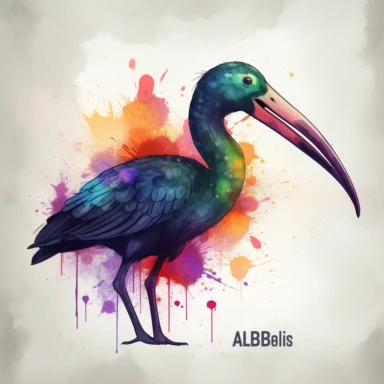 vector art, logo design, Glossy Ibis drawing, Glossy Ibis clipart, transparent background, 4k quality, flawless drawing , Alebrije, abstract, Illustrators, by Sabbas Apterus