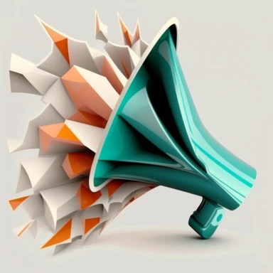 a megaphone with screaming mouth, clipart style, on white background