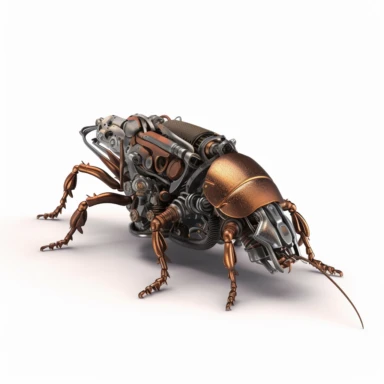 mechanical cockroach, vector free clipart illustration, in the style of unreal engine 5, 32k uhd, detailed features, white background