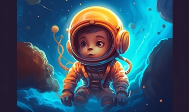children's spacesuit, space monkey, space clip art, space astronaut, monkey., in the style of cyril rolando, 32k uhd, oleg shuplyak, luminous portraits, whimsical cartoon-style, isometric, pictorial space