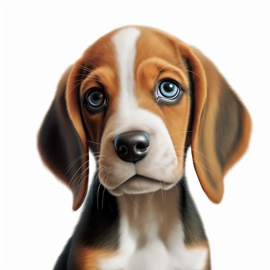 Beagle puppy, Closeup Portrait, Clipart, Digital art, disney style, hyperdetailed, 1080p, Ultra-HD, white background