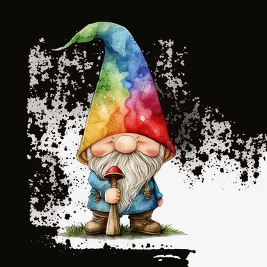 Cute Gnome Autism Watercolor Clipart, clipart, white background, no watermark, no text, no word