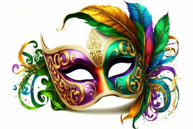 mardi gras mask colorful clipart white background