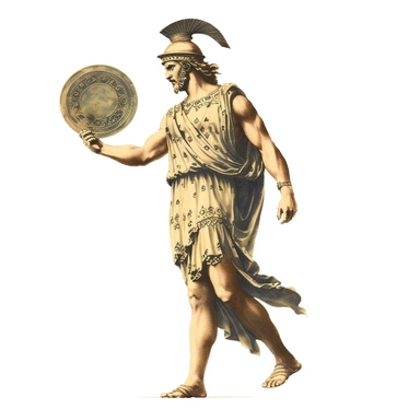 1 image of a greek mythological figure, vintage style, white background, clipart