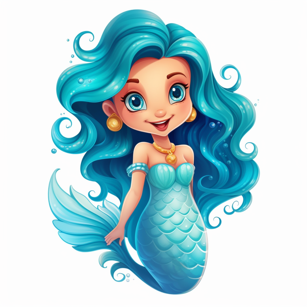 Cartoon cute mermaid You could describe her as having long, flowing ...