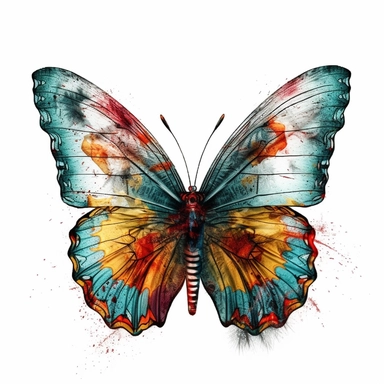 butterfly illustration, detailed, vivid color, beautiful, clipart, isolated on white background, magical, mystical