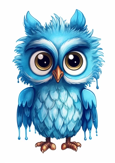 watery cute owl multiple clipart, whitebackground