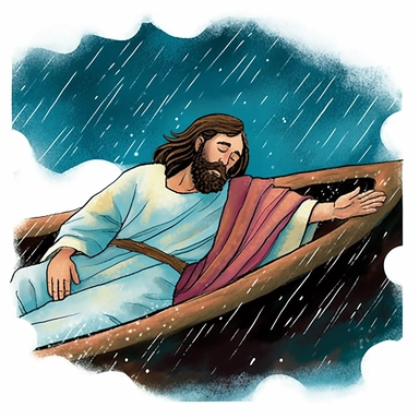 , MAN ASLEEP, WATER COLOR, ILLUSTRATION, CLIPART, JESUS, BIBLE FOR KIDS