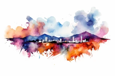 Watercolor, North Carolina US State clipart, hd, on a white background, spaced out