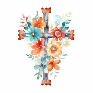 watercolor cross clip art boho on white background