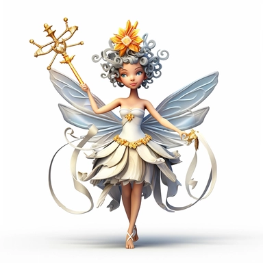 clipart of whimsical fairy with delicate wings, magical wands, and joyful pose with a white background in a magical and enchanting style, hidden hands and fingers, lovely, whimsical, 3D vector art, cute and quirky, fantasy art, Adobe Illustrator, hand-drawn, digital painting, character-focused, 4K resolution, photorealistic rendering, character-focused and chess pieces, using Cinema 4D, aquarelle painting, romantic light, ultra-details, photorealistic, realistic ,gel lighting, Cinematic, Filmic,
