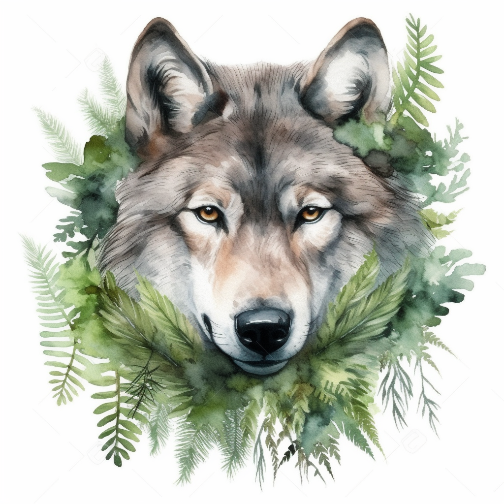 green wolf cliparts