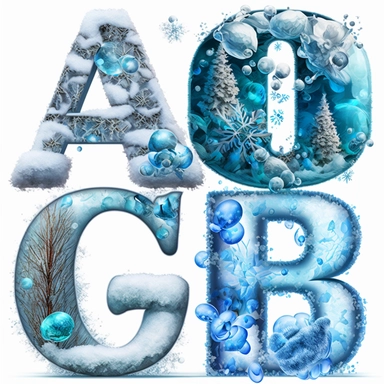 Clipart Bundles Frozen full letters of the alphabet Lettering one in the picture ,a ,B, C, D,