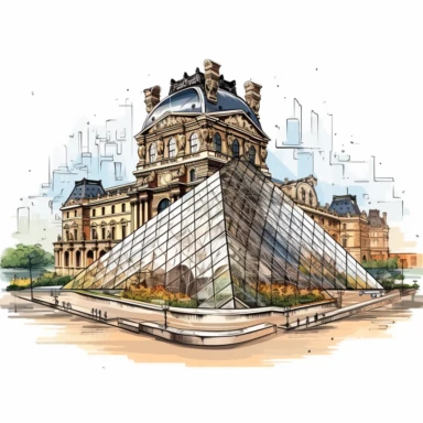 clipart Louvre Museum , white background