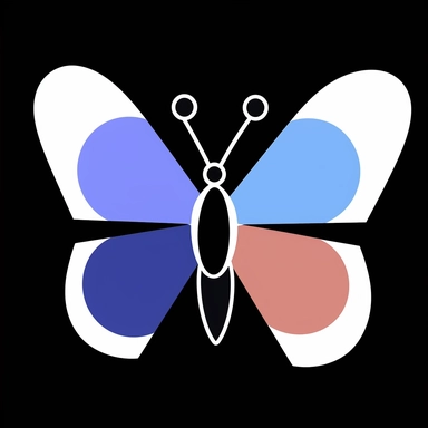 a photograph of a collage of a pictogram representing a butterfly, made by Aaron Douglas, in the style of a Saul Bass title sequence, white background, black outline, thick outlines, hand-made, bauhaus, abstract, paper texture, paint, three paint swatches