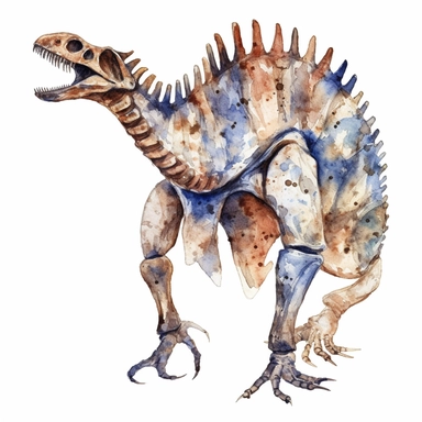 Watercolor dinosaur fossil clipart, white isolated background, space out, hd